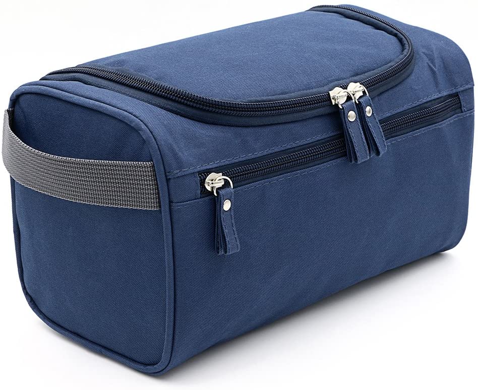 Boic Toiletry Bag with Hook, Small Make up Wash Bag for Men Waterproof Hanging Bag for Business Trip, Gym, Vacation and Household - Blue