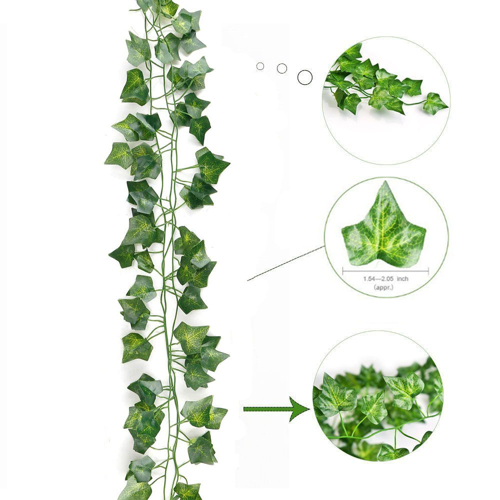 Boic Artificial Ivy Leaf Garland, 12 Strands 6.5 Ft Artificial Plant Leaves Greenery Hanging Vines Faux Fake Plants Indoor Outdoor for Wedding Party Table Garden Backdrop Arch Wall Decor