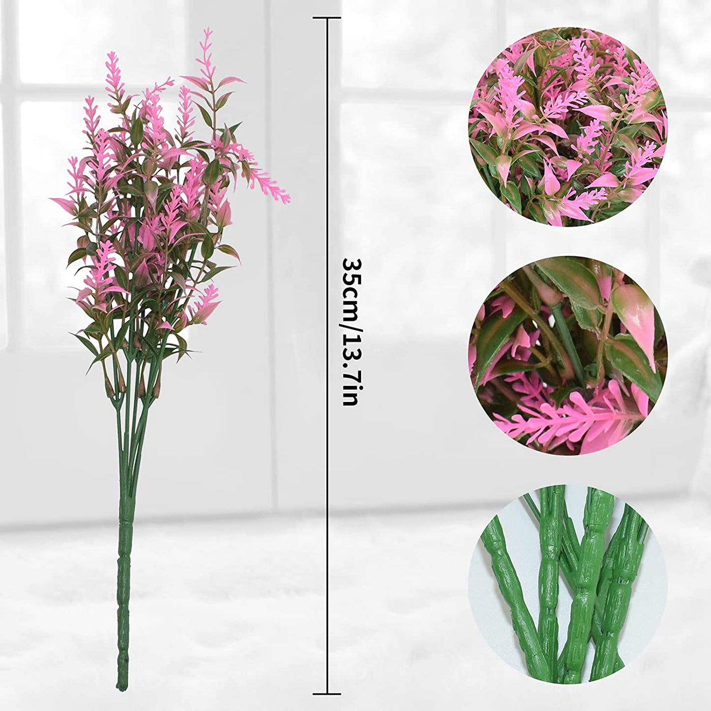Boic 10 Bunches Artificial Lavender Flowers, Artificial Flowers Outdoor Fake Flowers Plastic Artificial Flowers Outdoor Use for Indoor Outdoor Home Office Garden Decor-Rose Red