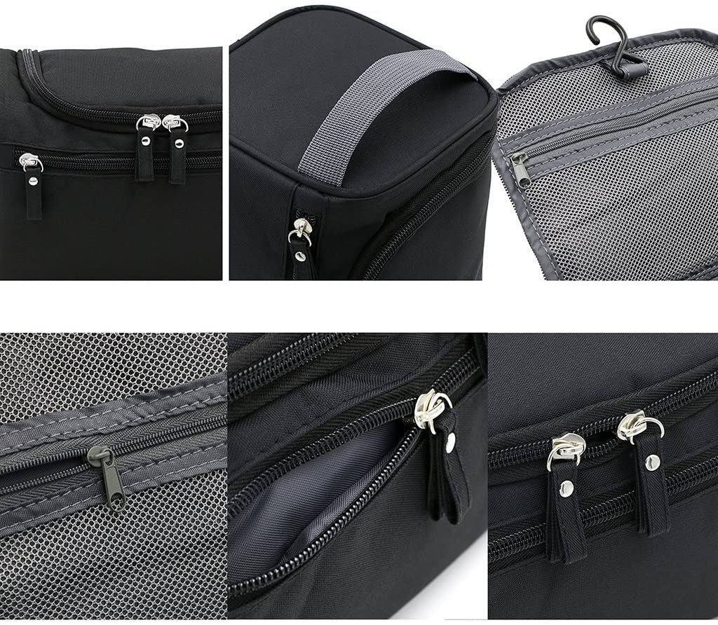 Boic Toiletry Bag with Hook, Small Make up Wash Bag for Men Waterproof Hanging Bag for Business Trip, Gym, Vacation and Household - Black