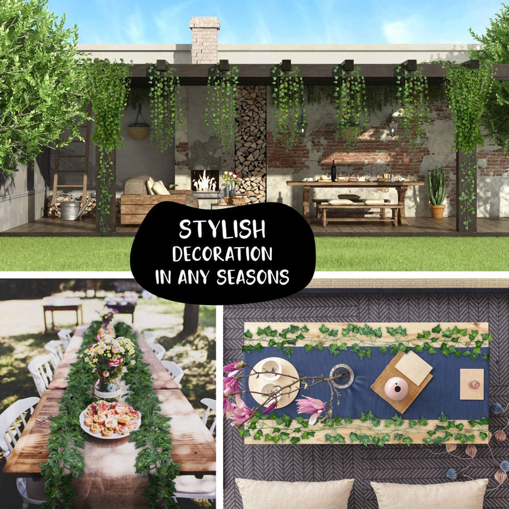 Boic Artificial Ivy Leaf Garland, 24 Strands 6.5 Ft Artificial Plant Leaves Greenery Hanging Vines Faux Fake Plants Indoor Outdoor for Wedding Party Table Garden Backdrop Arch Wall Decor