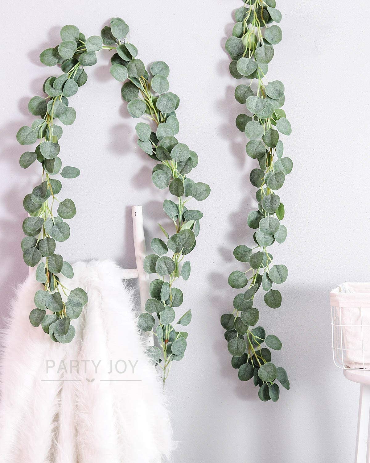 Boic Artificial Eucalyptus Garland Vines, Handmade Fake Wreath Hanging Vines Plants Leaves For Home Kitchen Garden Office Wedding Party Backdrop Arch Wall Decor