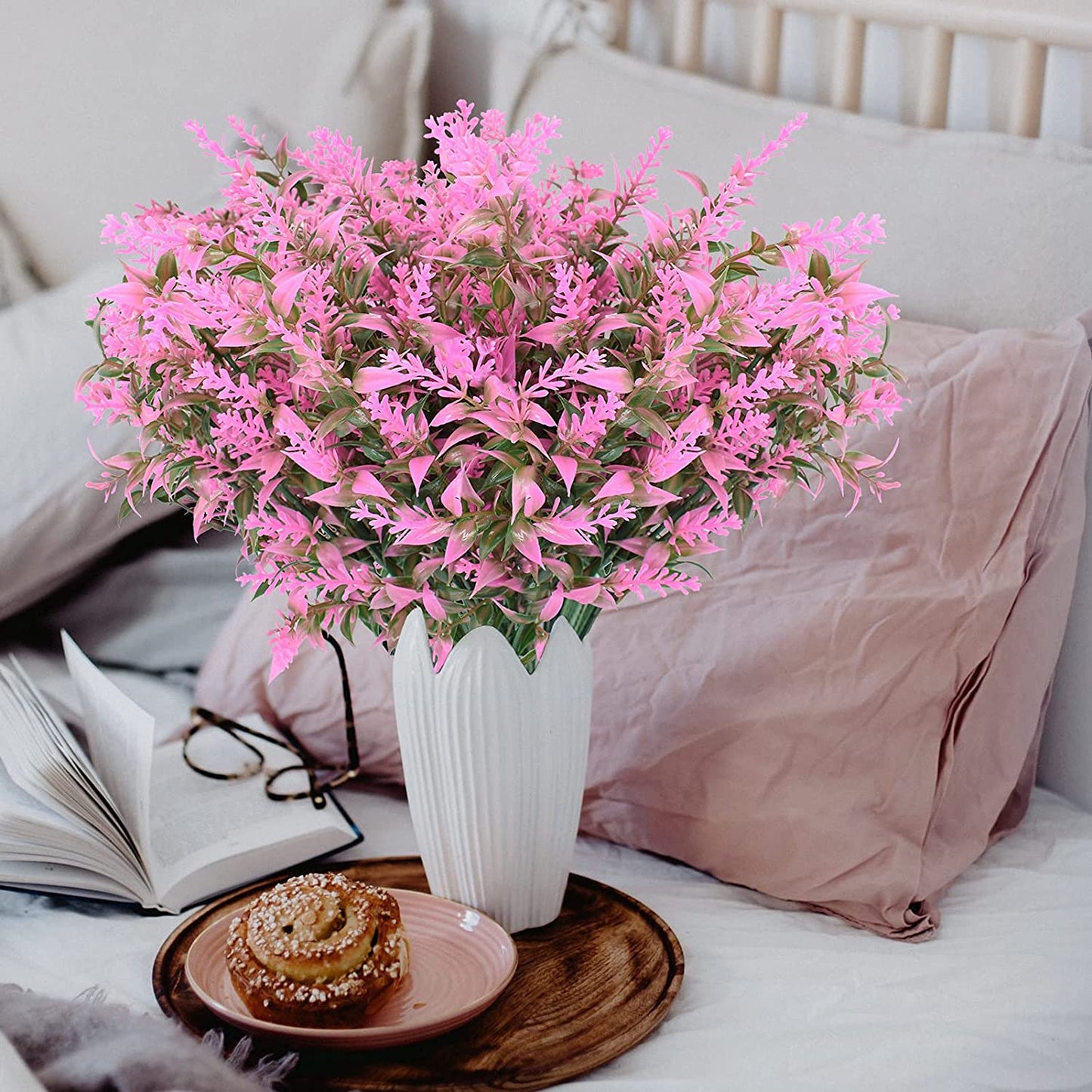 Boic 10 Bunches Artificial Lavender Flowers, Artificial Flowers Outdoor Fake Flowers Plastic Artificial Flowers Outdoor Use for Indoor Outdoor Home Office Garden Decor-Rose Red