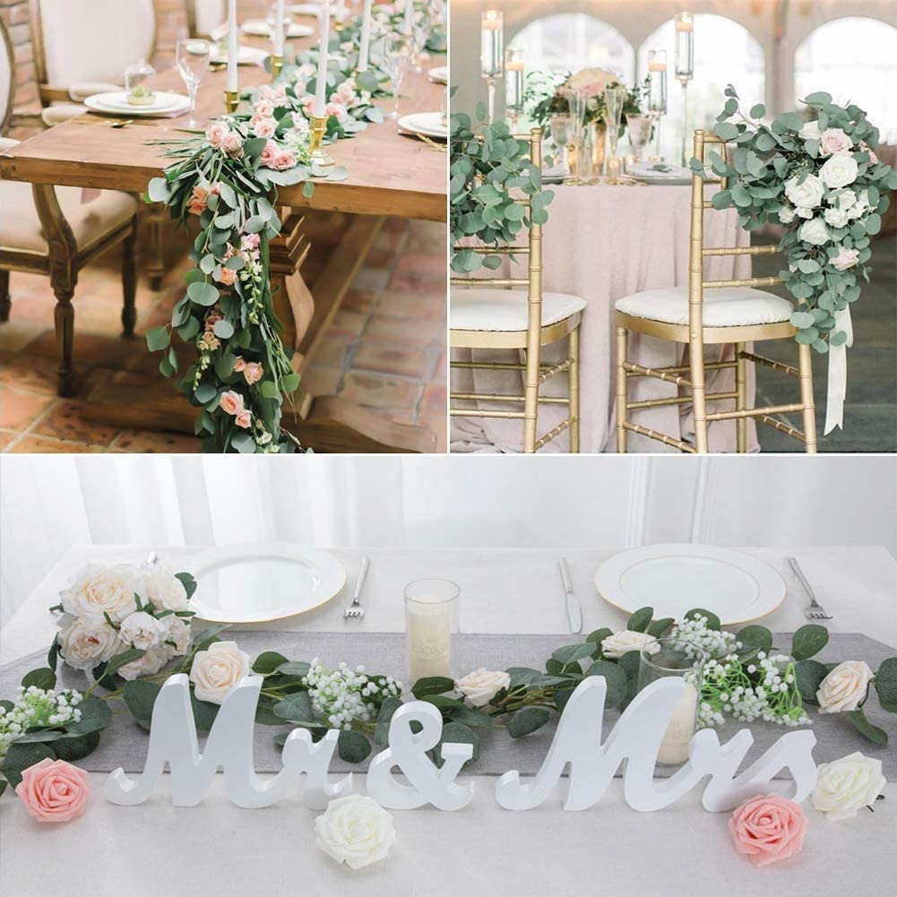 Boic Artificial Eucalyptus Garland Vines, Handmade Fake Wreath Hanging Vines Plants Leaves For Home Kitchen Garden Office Wedding Party Backdrop Arch Wall Decor