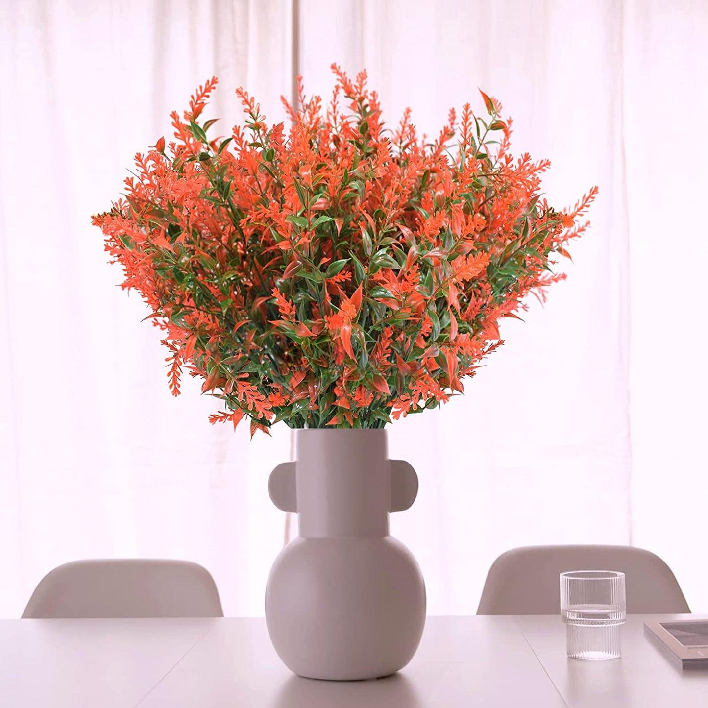 Boic 10 Bunches Artificial Lavender Flowers,Artificial Flowers Outdoor Fake Flowers Plastic Artificial Flowers Outdoor Use for Indoor Outdoor Home Office Garden Decor-Orange