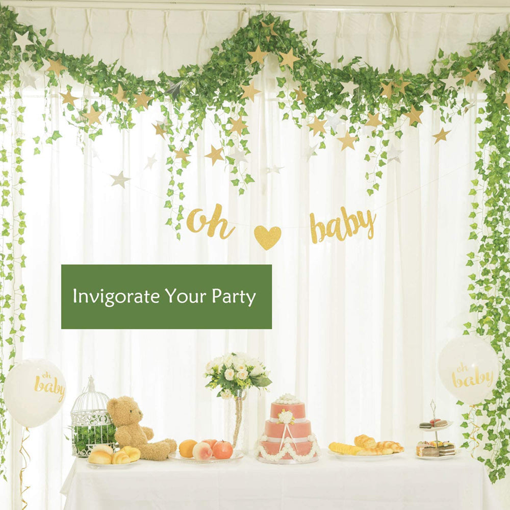Boic Artificial Ivy Leaf Garland, 24 Strands 6.5 Ft Artificial Plant Leaves Greenery Hanging Vines Faux Fake Plants Indoor Outdoor for Wedding Party Table Garden Backdrop Arch Wall Decor