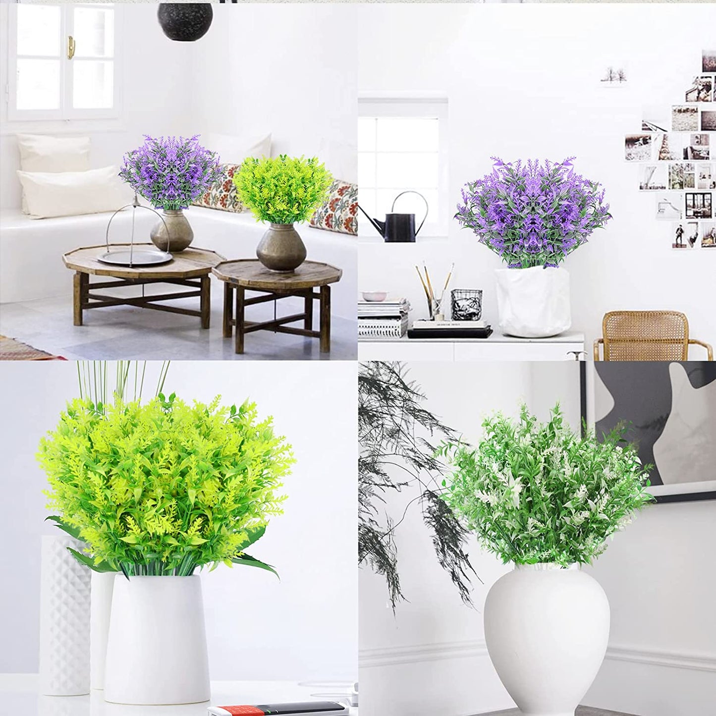Boic 10 Bunches Artificial Lavender Flowers, Artificial Flowers Outdoor Fake Flowers Plastic Artificial Flowers Outdoor Use for Indoor Outdoor Home Office Garden Decor-Yellow