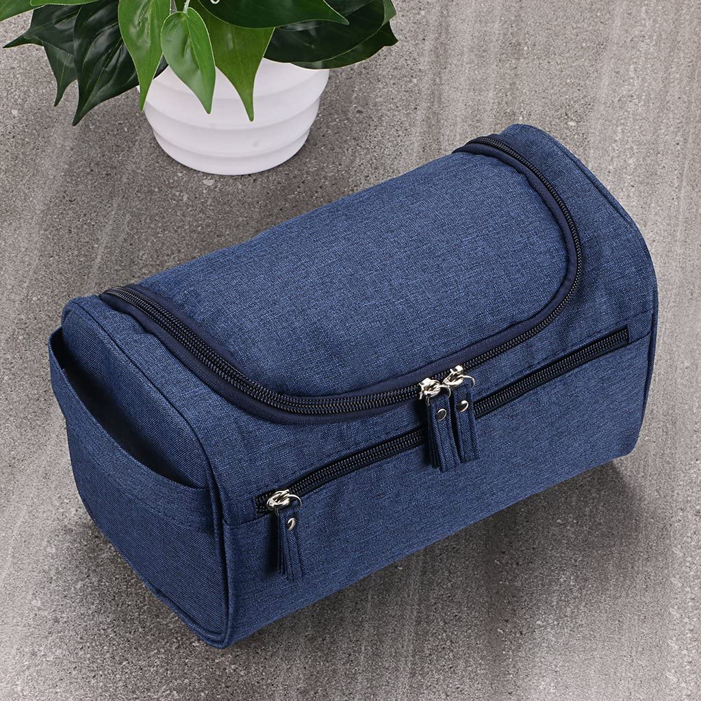 Boic Toiletry Bag with Hook, Small Make up Wash Bag for Men Waterproof Hanging Bag for Business Trip, Gym, Vacation and Household - Blue
