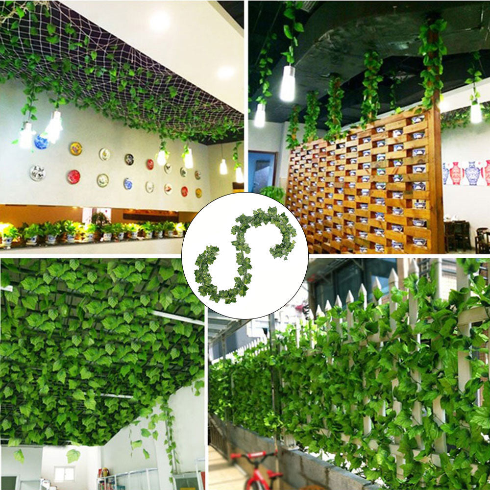 Boic Artificial Ivy Leaf Garland, 12 Strands 6.5 Ft Artificial Plant Leaves Greenery Hanging Vines Faux Fake Plants Indoor Outdoor for Wedding Party Table Garden Backdrop Arch Wall Decor