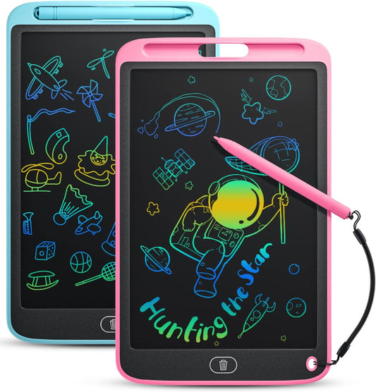 YOANG LCD Writing Tablet, 2 Pack 10 Inch Doodle Board Toys for Toddlers Kids, Colorful Drawing Tablets for 2 3 4 5 6 7 8 Years Old Boys and Girls, Educational Learning Toys Birthday Gifts, Blue+Pink