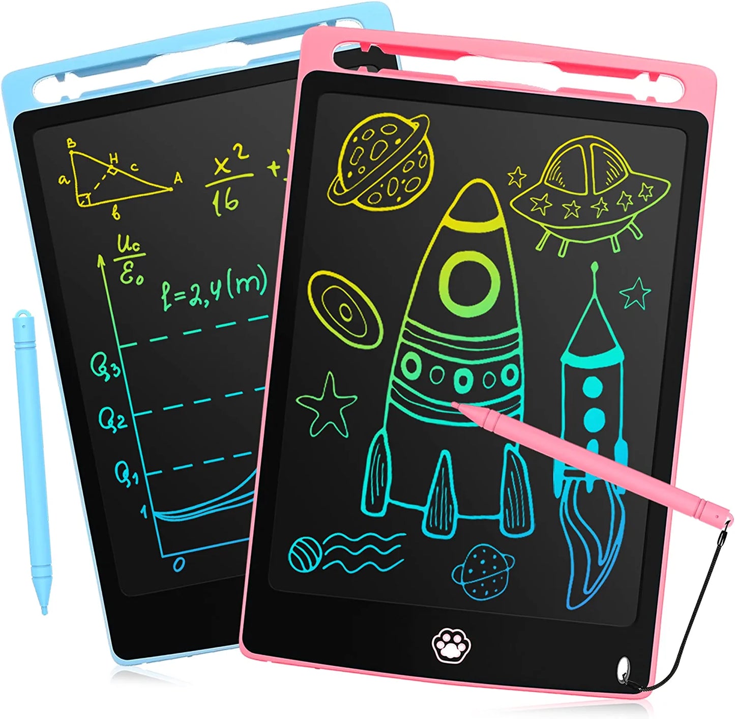 AuHonr LCD Writing Tablet, 2 Pack 10 Inch Doodle Board Toys for Toddlers Kids, Colorful Drawing Tablets for 2 3 4 5 6 7 8 Years Old Boys and Girls, Educational Learning Toys Birthday Gifts, Blue+Pink