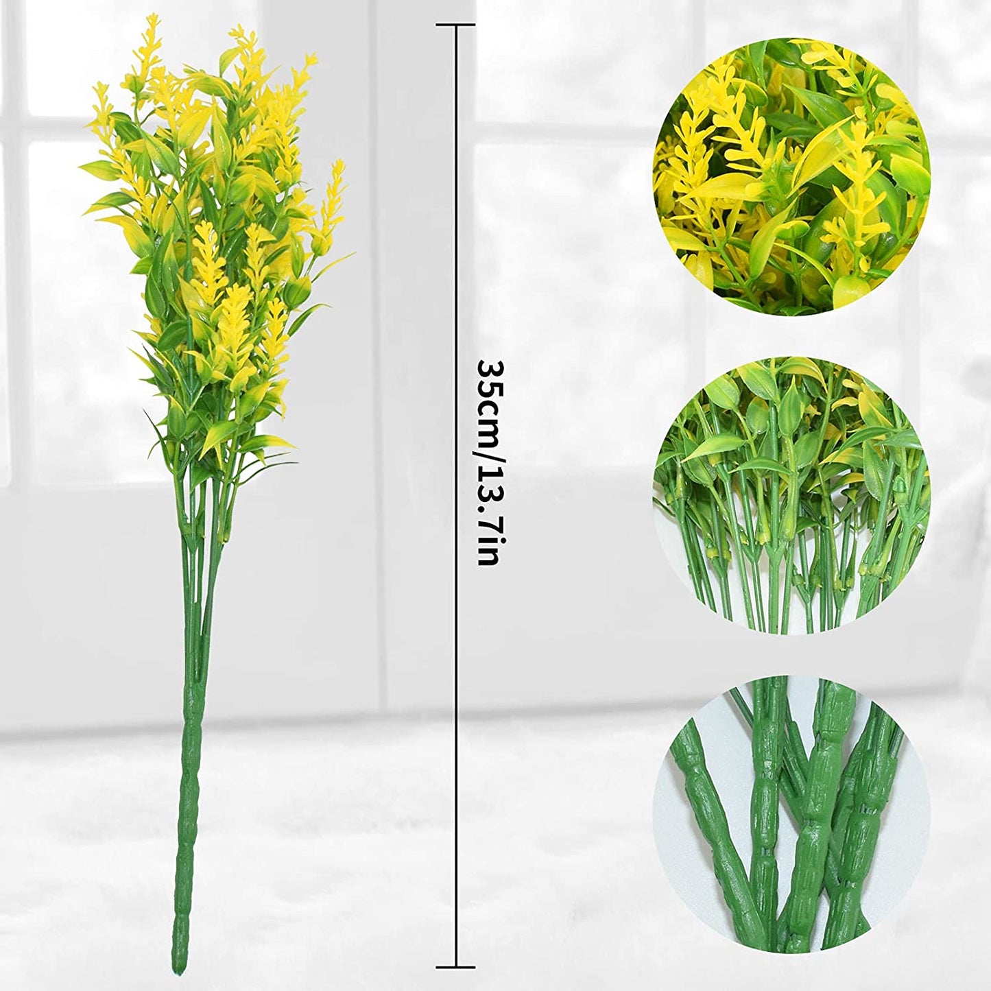 Boic 10 Bunches Artificial Lavender Flowers, Artificial Flowers Outdoor Fake Flowers Plastic Artificial Flowers Outdoor Use for Indoor Outdoor Home Office Garden Decor-Yellow