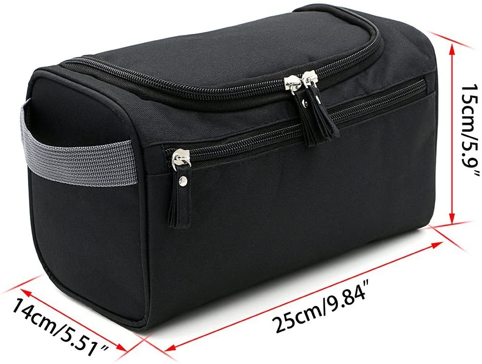 Boic Toiletry Bag with Hook, Small Make up Wash Bag for Men Waterproof Hanging Bag for Business Trip, Gym, Vacation and Household - Black