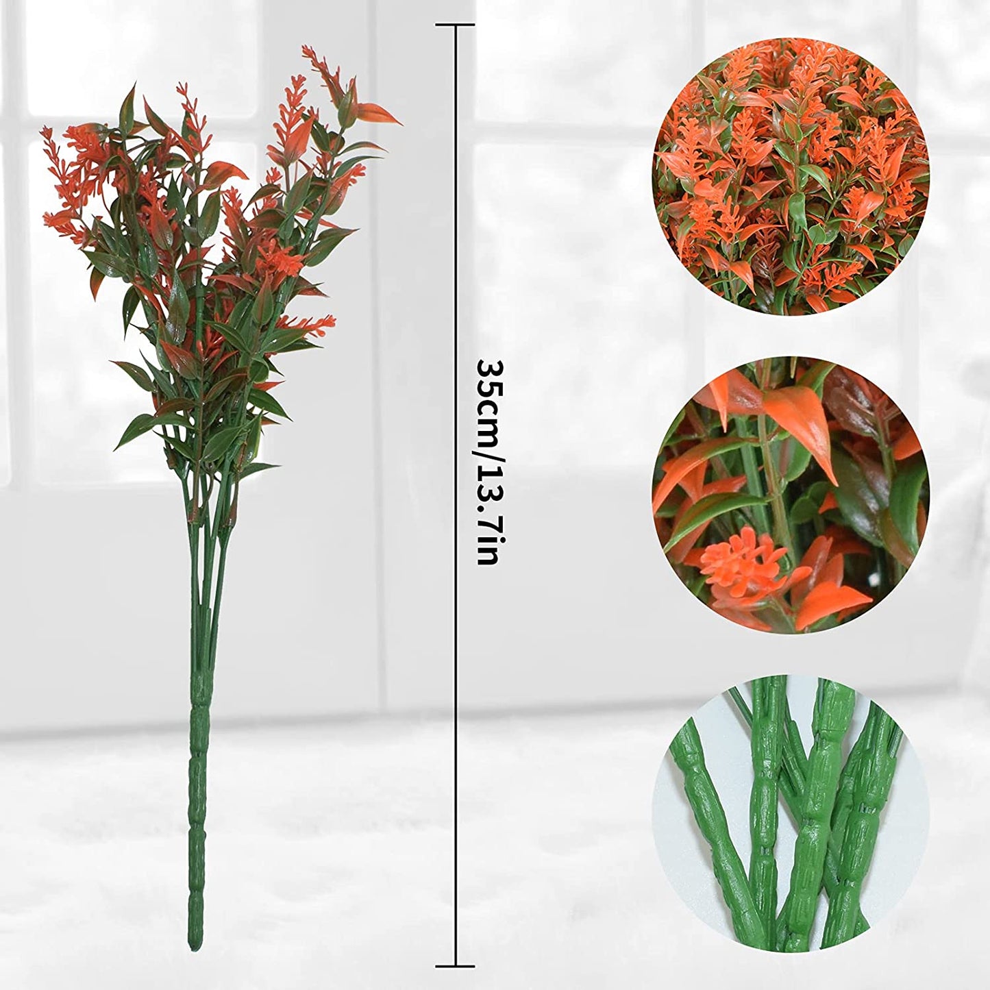 Boic 10 Bunches Artificial Lavender Flowers,Artificial Flowers Outdoor Fake Flowers Plastic Artificial Flowers Outdoor Use for Indoor Outdoor Home Office Garden Decor-Orange