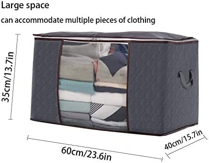 Boic 2 Pcs Duvet Storage Bag,84L Large Capacity Clothes Storage Bag Organizer with Reinforced Handle, Storage Bags with Zips, Anti-Mold&Moisture Proof Organizer Bags for Beddings- Grey