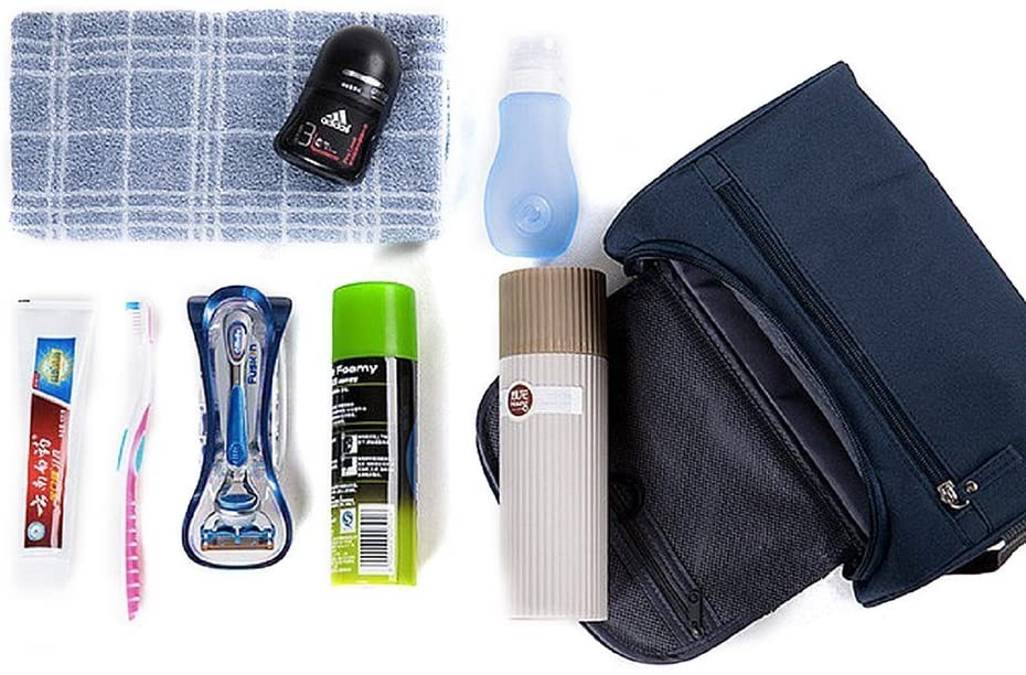 Boic Toiletry Bag with Hook, Small Make up Wash Bag for Men Waterproof Hanging Bag for Business Trip, Gym, Vacation and Household - Blue