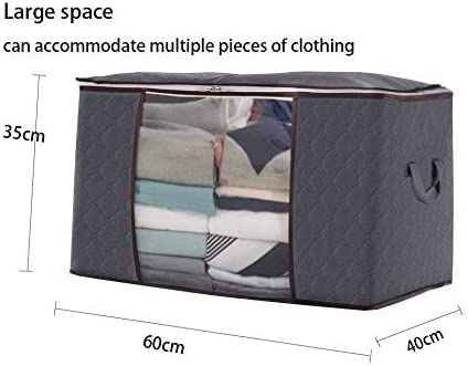 Boic 3 Pcs Duvet Storage Bag,84L Large Capacity Clothes Storage Bag Organizer with Reinforced Handle, Storage Bags with Zips, Anti-Mold&Moisture Proof Organizer Bags for Beddings, Quilts-Grey