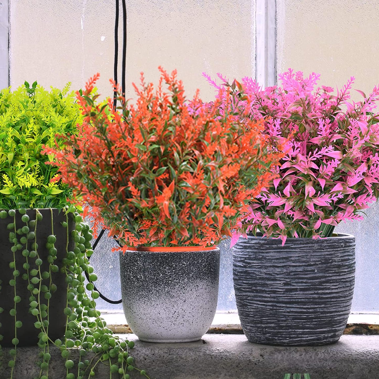 Boic 10 Bunches Artificial Lavender Flowers,Artificial Flowers Outdoor Fake Flowers Plastic Artificial Flowers Outdoor Use for Indoor Outdoor Home Office Garden Decor-Orange