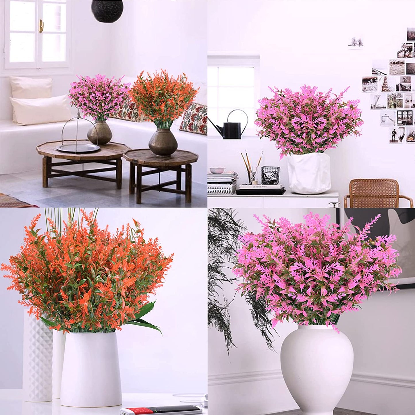 Boic 10 Bunches Artificial Lavender Flowers,Artificial Flowers Outdoor Fake Flowers Plastic Artificial Flowers Outdoor Use for Indoor Outdoor Home Office Garden Decor-Orange